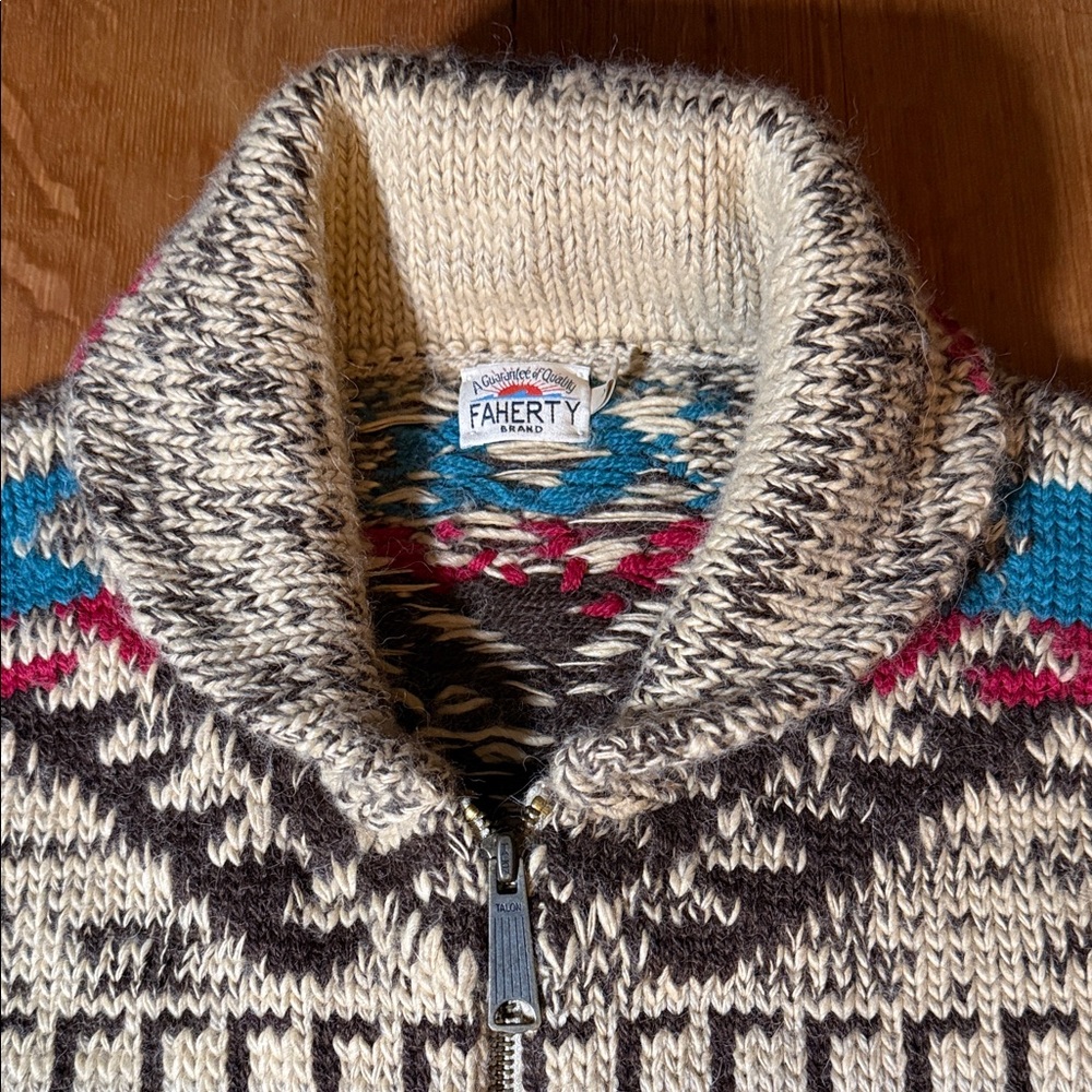 Faherty Men's Sun & Waves Cowichan Zip-Up Cardigan Sweater - Picture 2 of 7